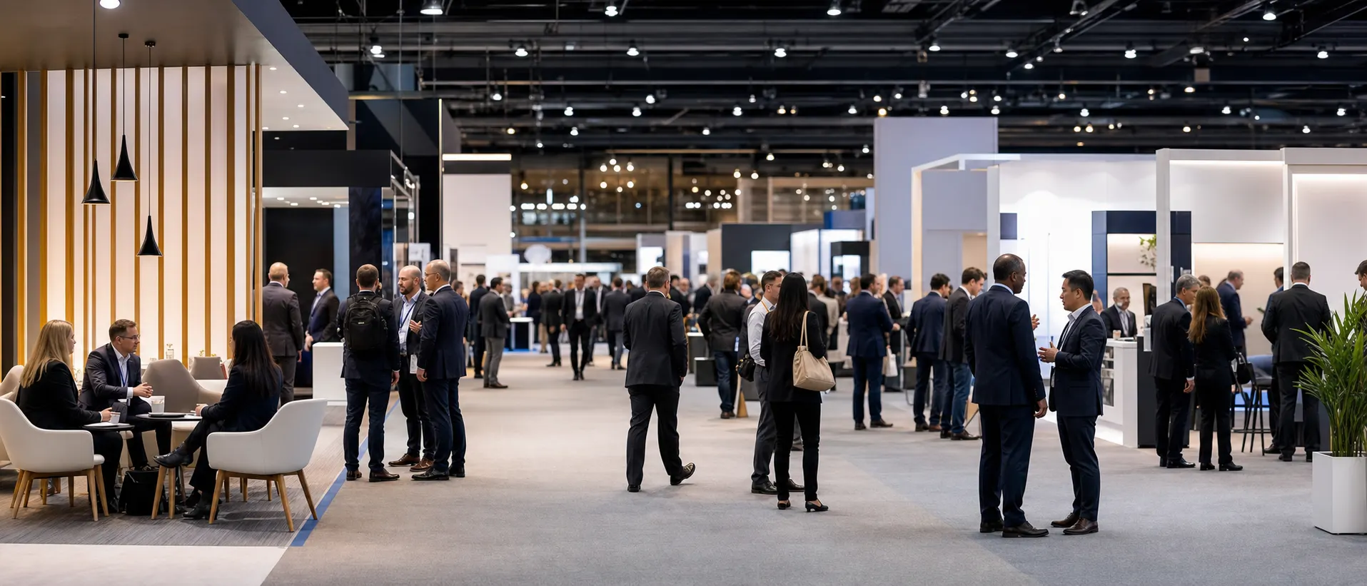 Industry practitioners exploring technology and markets at an international event